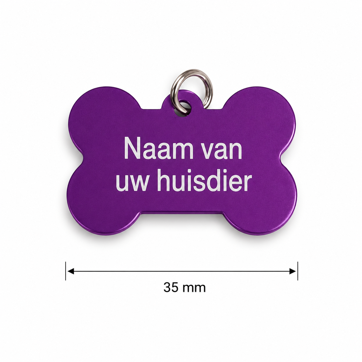 Gepersonaliseerde huisdierpenning voor hond en kat – Paarse botvormige naamplaat huisdier van geanodiseerd aluminium – Dierenpenning met gravure – Naam, telefoonnummer en adres – 35 mm