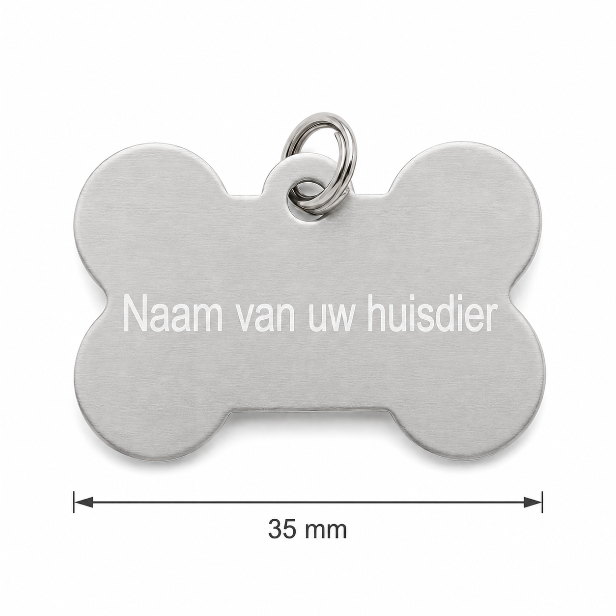 Gepersonaliseerde huisdier naamplaatje voor hond en kat – Botvormige dierenpenning van geanodiseerd aluminium – Hondenpenning kattenpenning met gravure – Naam, telefoonnummer en adres – 35 mm – Zilverkleurig