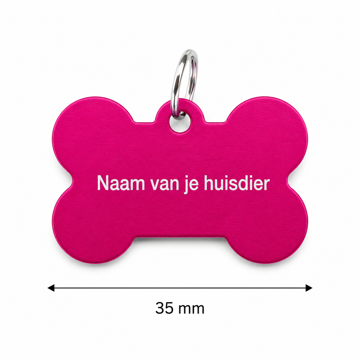 Gepersonaliseerde huisdierpenning voor hond en kat – Roze botvormige naamplaat huisdier van geanodiseerd aluminium – Dierenpenning met gravure – Naam, telefoonnummer en adres – 35 mm