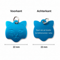Blauw Katten Naamplaatje voor Huisdier – Gepersonaliseerde Kattenpenning met Naam, Telefoonnummer of Adres – Aluminium ID Tag voor Kat, Kitten, Halsband, Poezenpenning – 22 mm